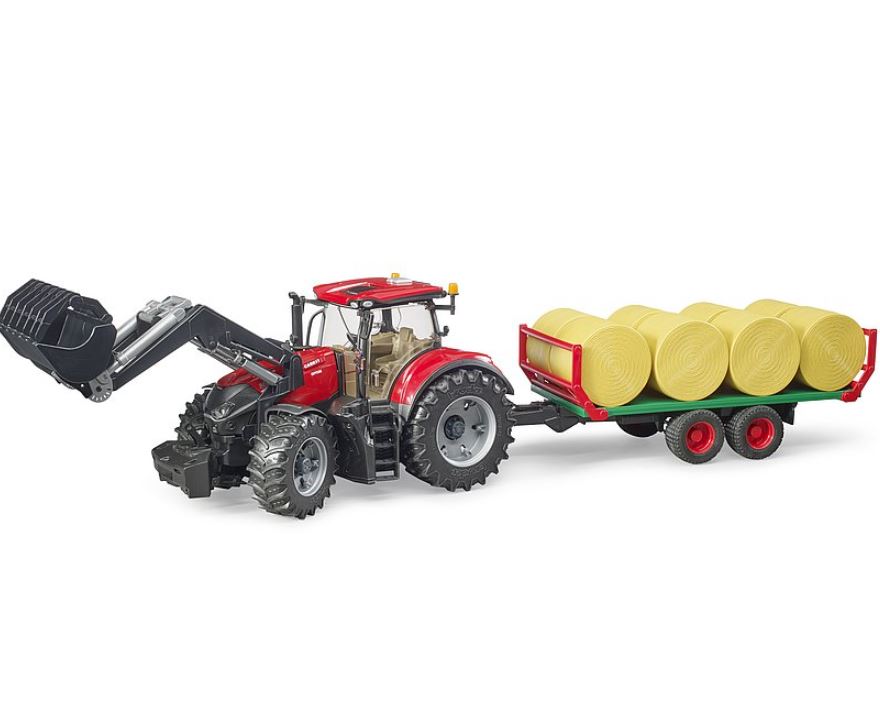 Bruder Case IH Optum 300CVX and Bale Transport Trailer