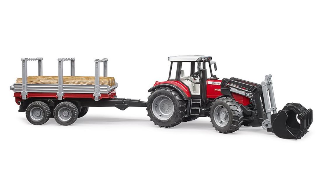 Bruder Massey Ferguson with Frontloader and Timber Trailer