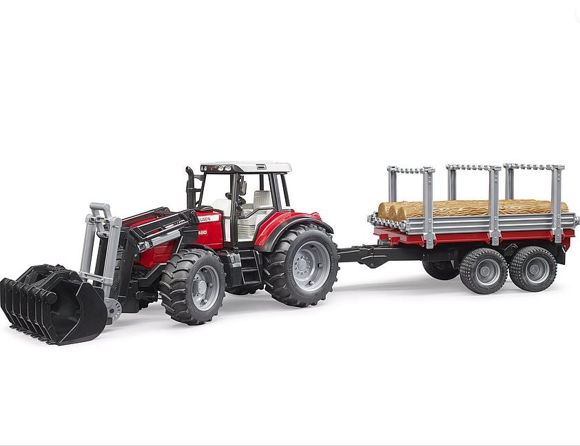Bruder Massey Ferguson with Frontloader and Timber Trailer