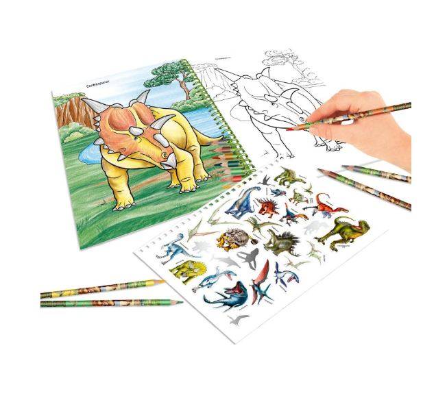 Dino World Colouring Book With Coloured Pencils 11385