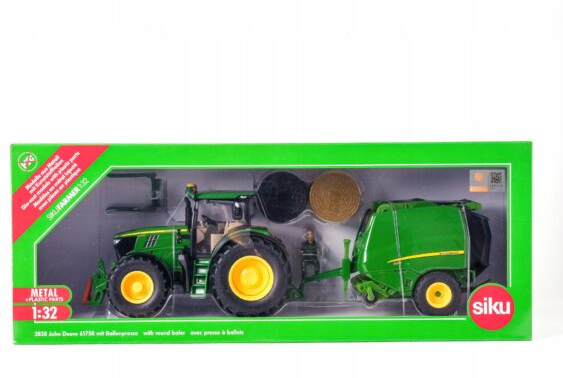 Siku John Deere 6175R Tractor and Round Baler