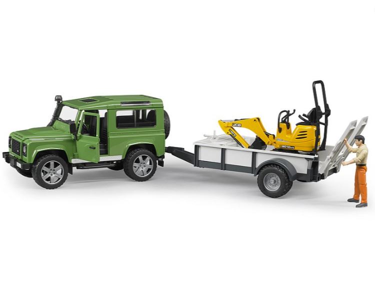 Bruder Land Rover Defender with Trailer, JCB and Man