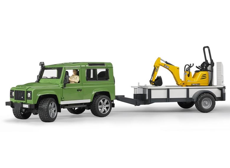 Bruder Land Rover Defender with Trailer, JCB and Man