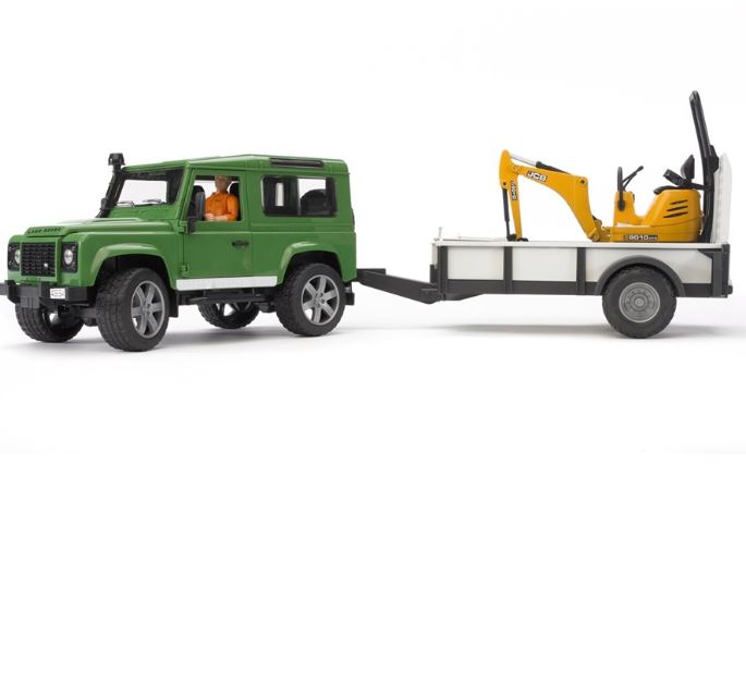 Bruder Land Rover Defender with Trailer, JCB and Man