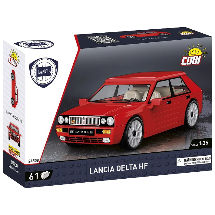 COBI Lancia Delta HF 61 piece building set box front with red model car