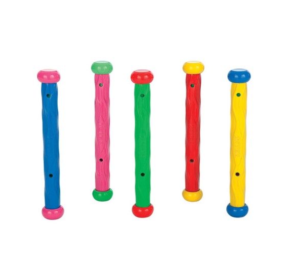 Intex Underwater Play Sticks in vibrant colors standing upright in pool Ireland