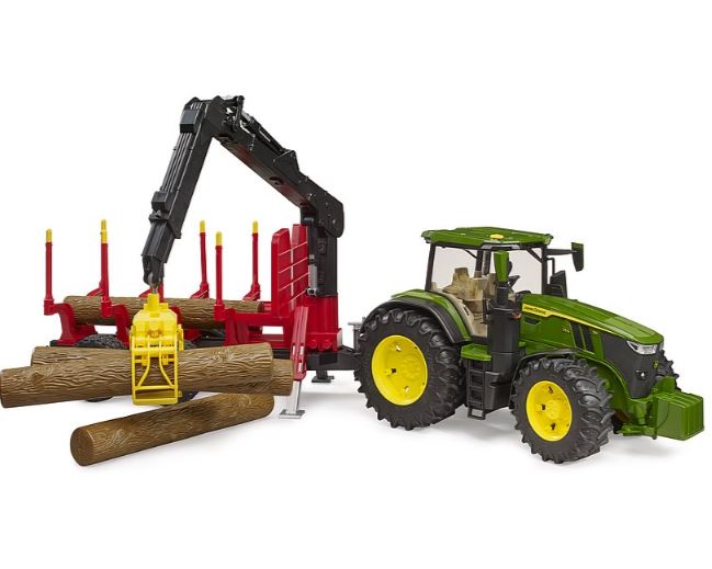 Bruder John Deere 7R 350 Tractor with Forestry Trailer and Logs