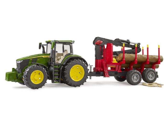 Bruder John Deere 7R 350 Tractor with Forestry Trailer and Logs