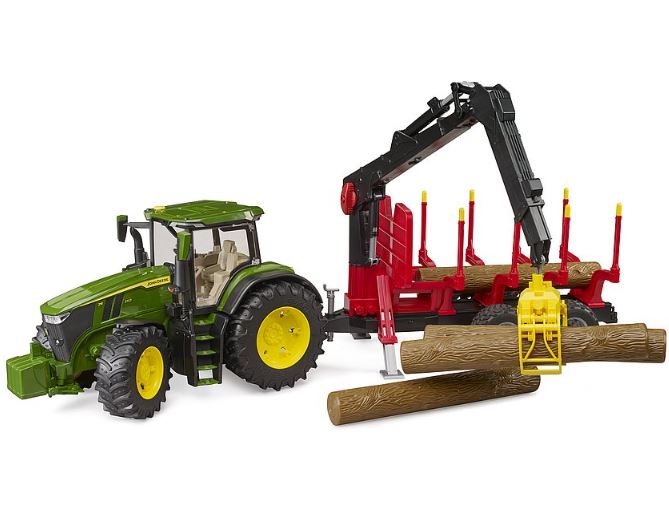 Bruder John Deere 7R 350 Tractor with Forestry Trailer and Logs