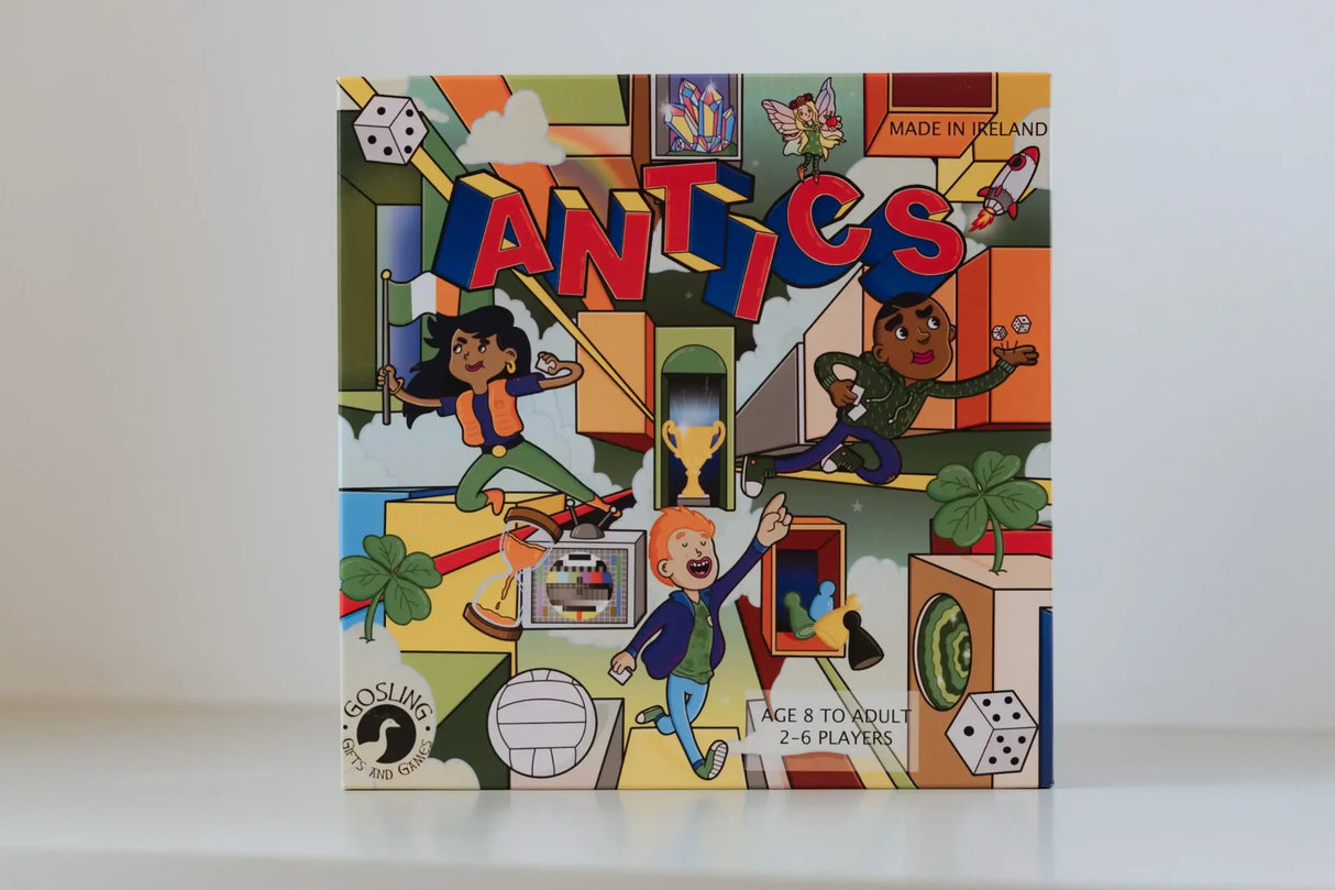 Antics Board Game retail box made in Ireland front view