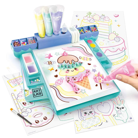 Art Lab Fluffy Paint Kit in use creating colourful textured ice cream design in Ireland