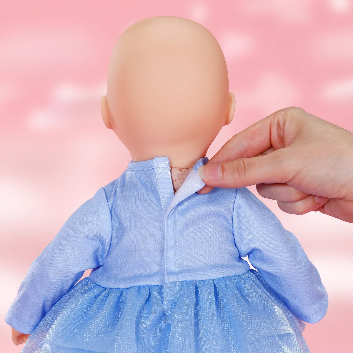 Baby Born Winterdress 36cm blue dress back fastening detail