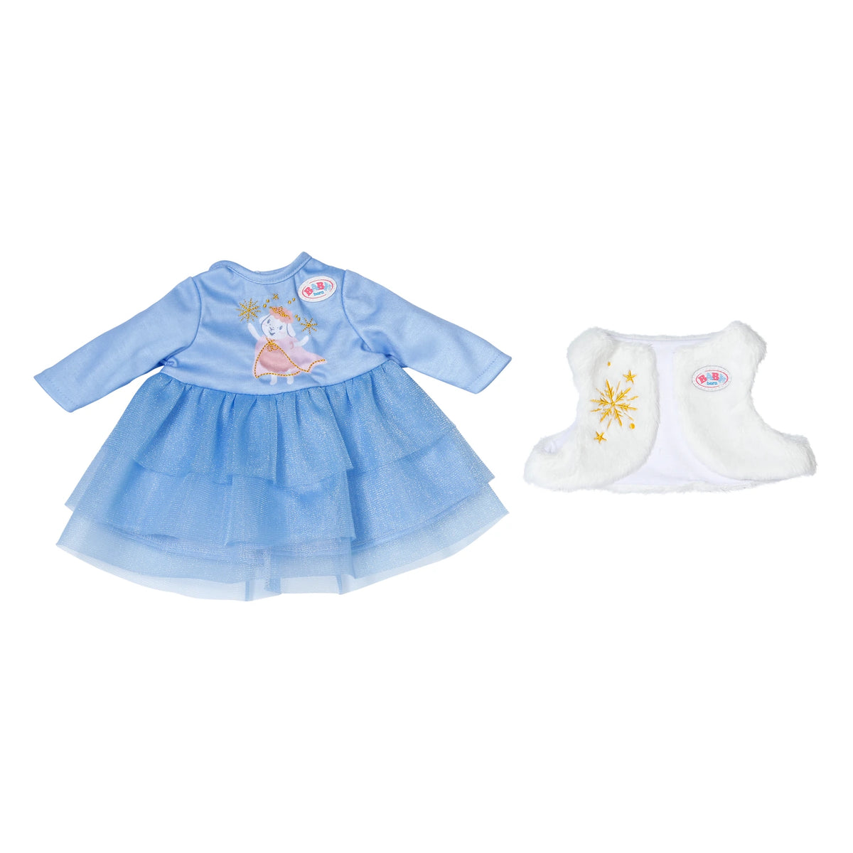 Baby Born Winterdress 36cm blue tulle dress with white plush vest