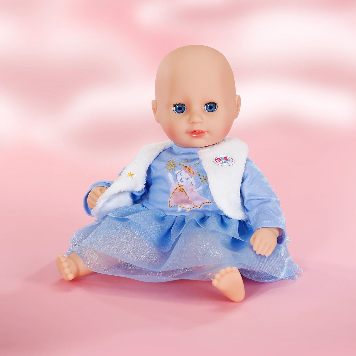 Baby Born Winterdress 36cm outfit worn by seated baby doll