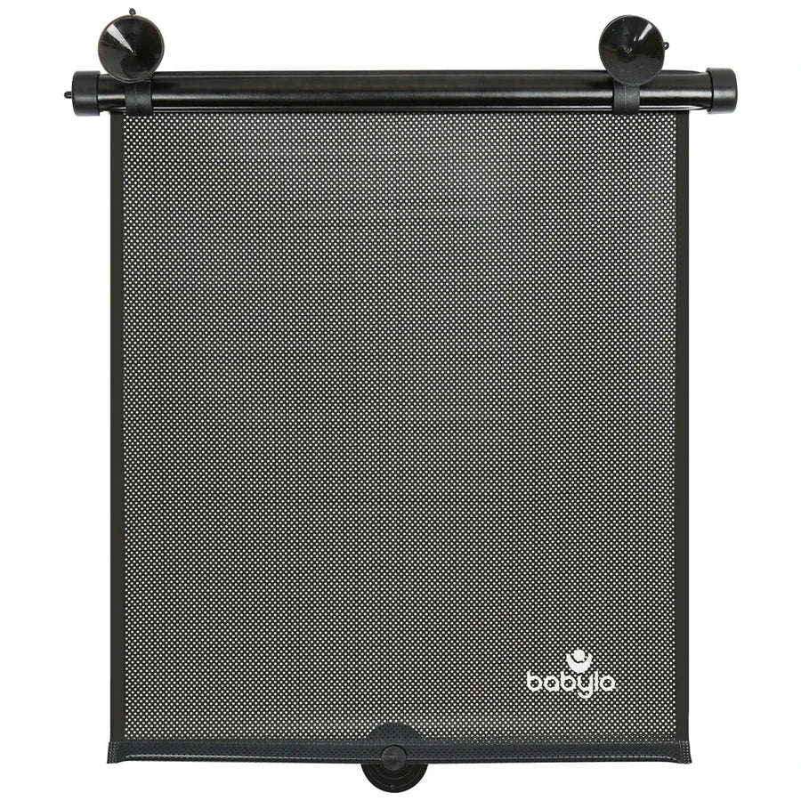 Babylo roller sunshade with black mesh screen and suction cup fittings