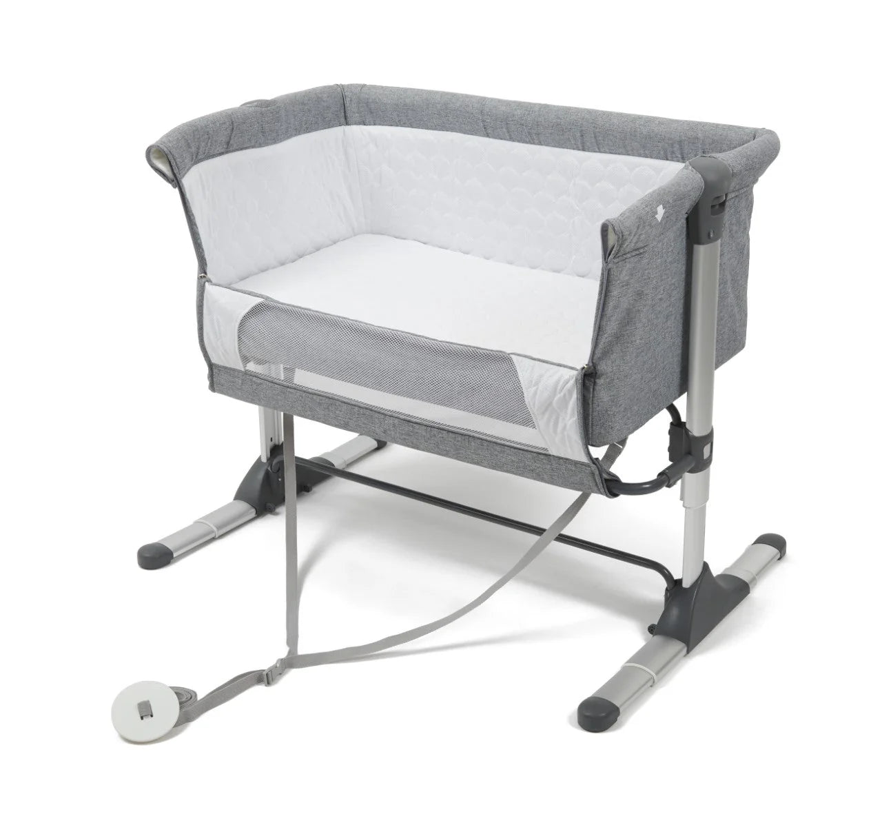 Babylo Snuggle Cuddle Co Sleeper Grey side view open panel Ireland