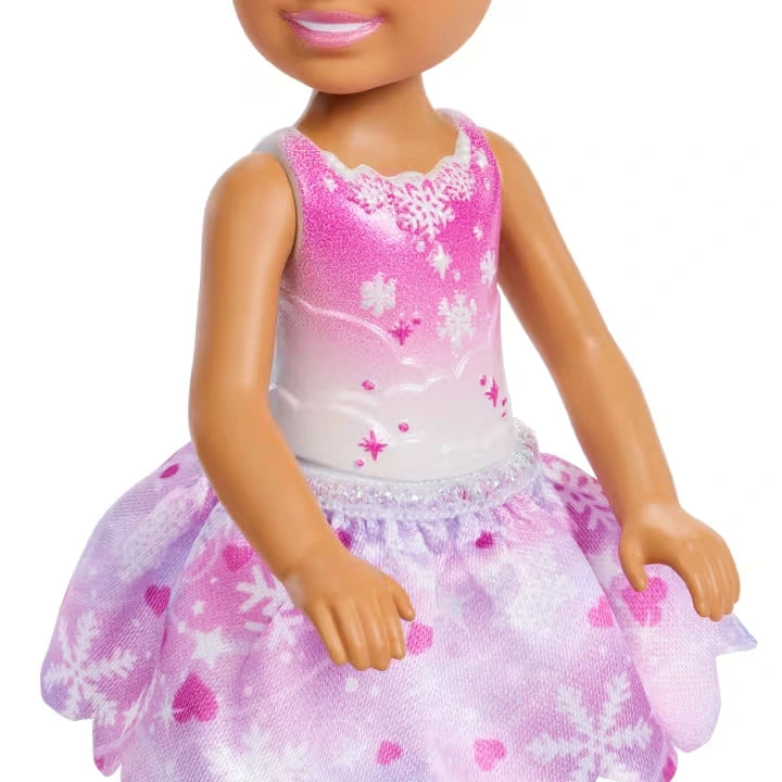Barbie Chelsea Nutcracker Snow Fairy brunette doll dress detail