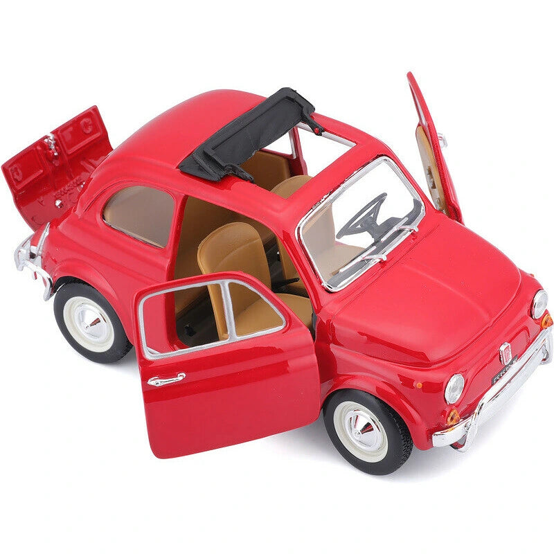 Bburago Fiat 500L 1968 front three quarter view with side door and rear lid open