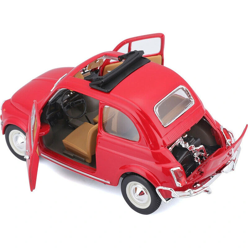 Bburago Fiat 500L 1968 rear three quarter view with side door and rear lid open