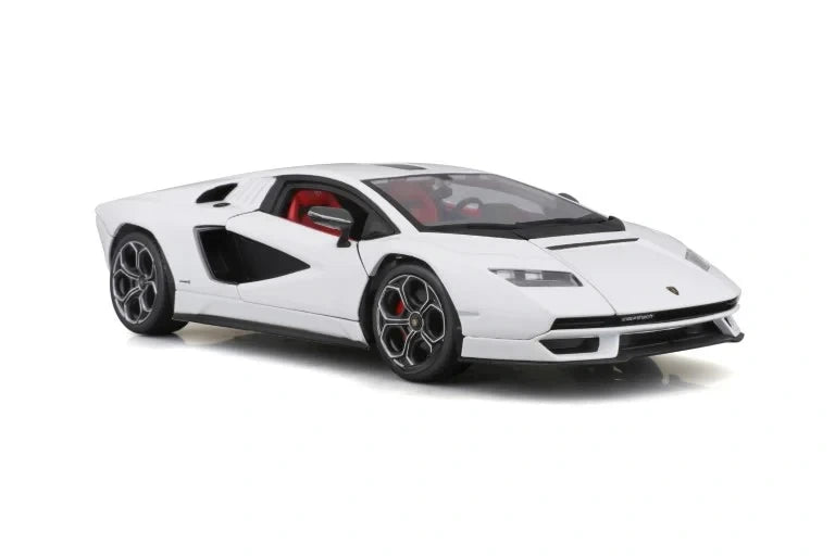 Bburago Lamborghini Countach LPI 800-4 front three quarter view showing right side and red interior