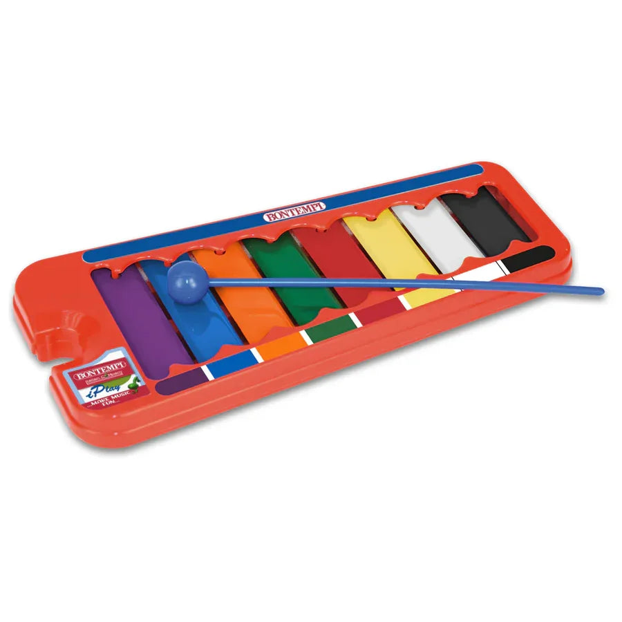 Bontempi 8 Note Mini Xylophone toy with colourful metal keys and blue mallet