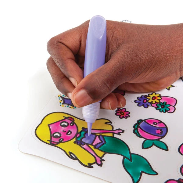 Brainstorm Colour Your Own Stickers Fairytale mermaid being coloured with a purple paint pen