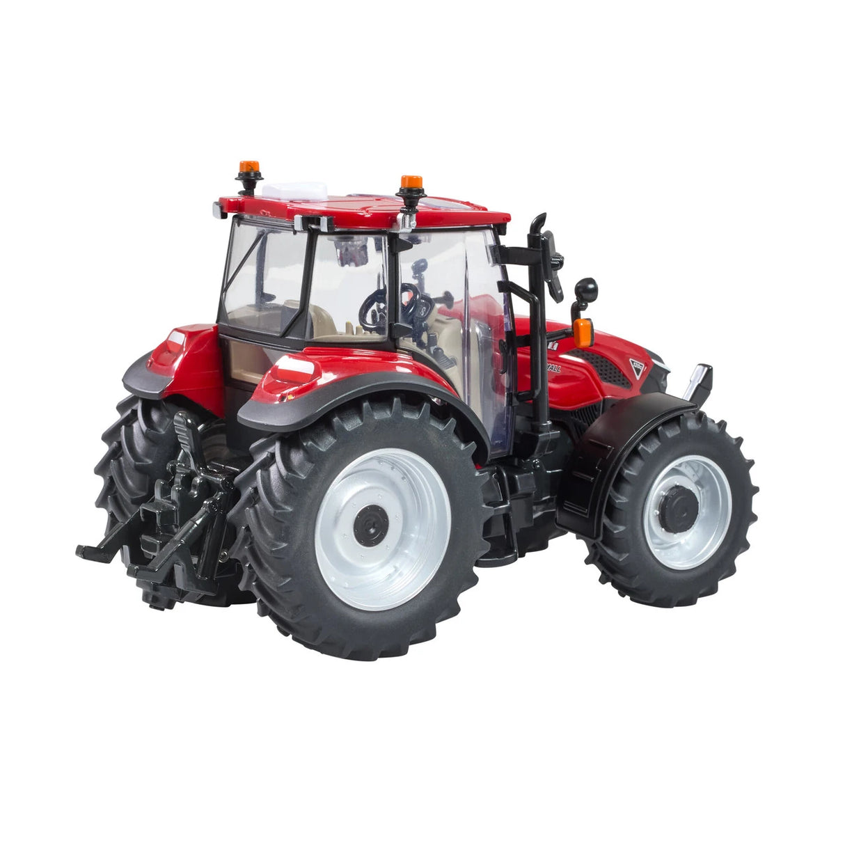 Britains Case Farmall 120 C farm toy tractor shown from the rear left with red body and grey wheels