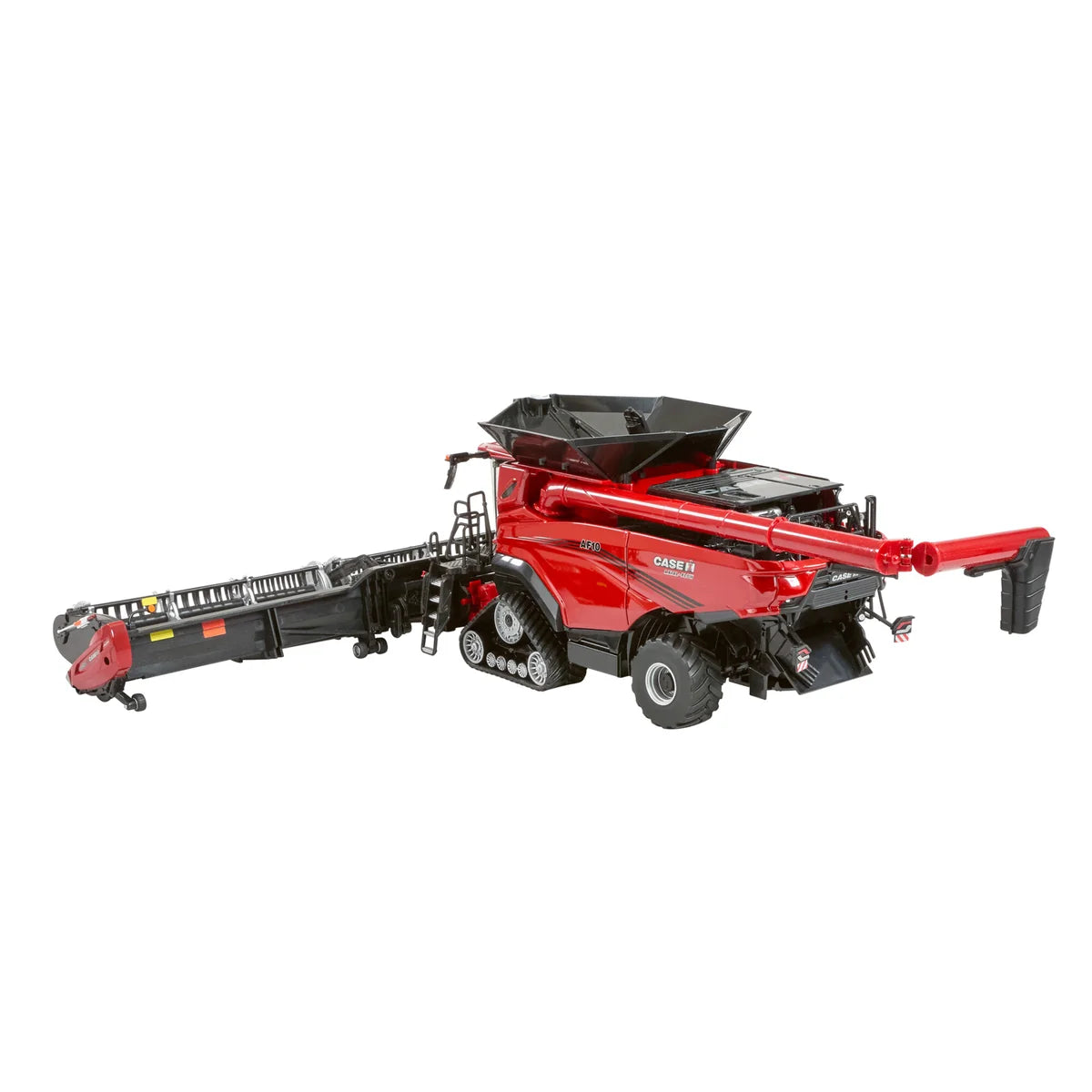 Britains 1:32 Case IH AF10 Combine Harvester 43404 rear left view showing the tracked front drive and unloading auger