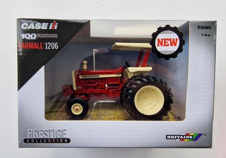 Side view of Britains Farmall 1206 1/32 scale tractor model Ireland in original packaging