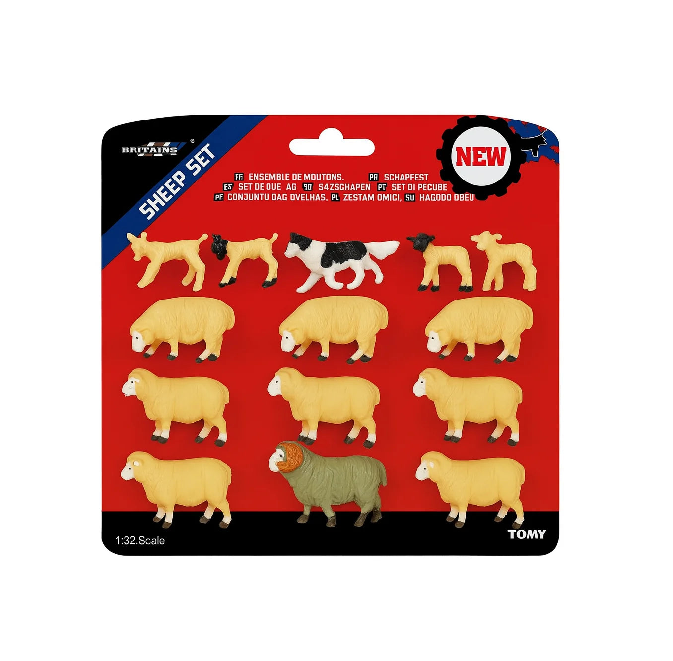 Front of Britains Sheep Set packaging showing full flock and sheepdog – Ireland