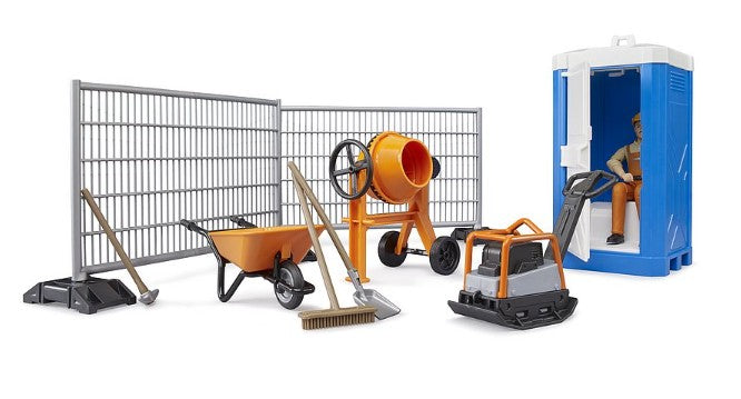 Bruder construction set with wheelbarrow, mixer, barriers, and worker Ireland