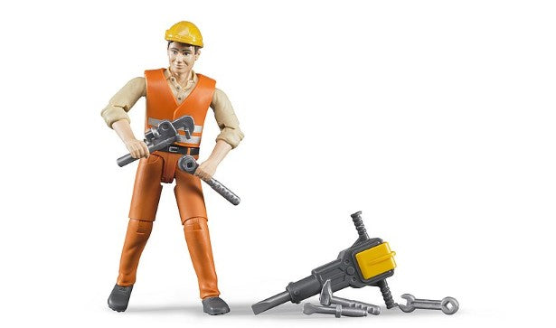 Bruder Construction Worker toy figure with tools and jackhammer Ireland
