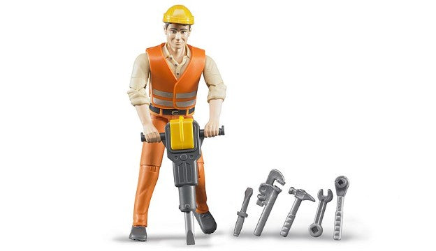 Bruder Construction Worker figure with jackhammer and tools Ireland
