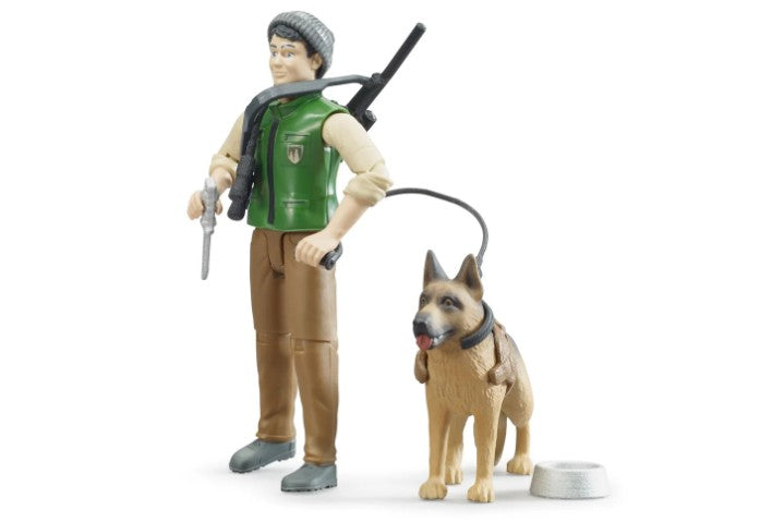 Bruder Forest Ranger holding dog leash with rifle and gear toy Ireland
