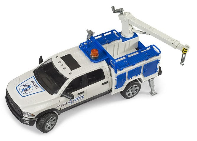 Bruder RAM 2500 Service Truck with crane extended and compartments Ireland