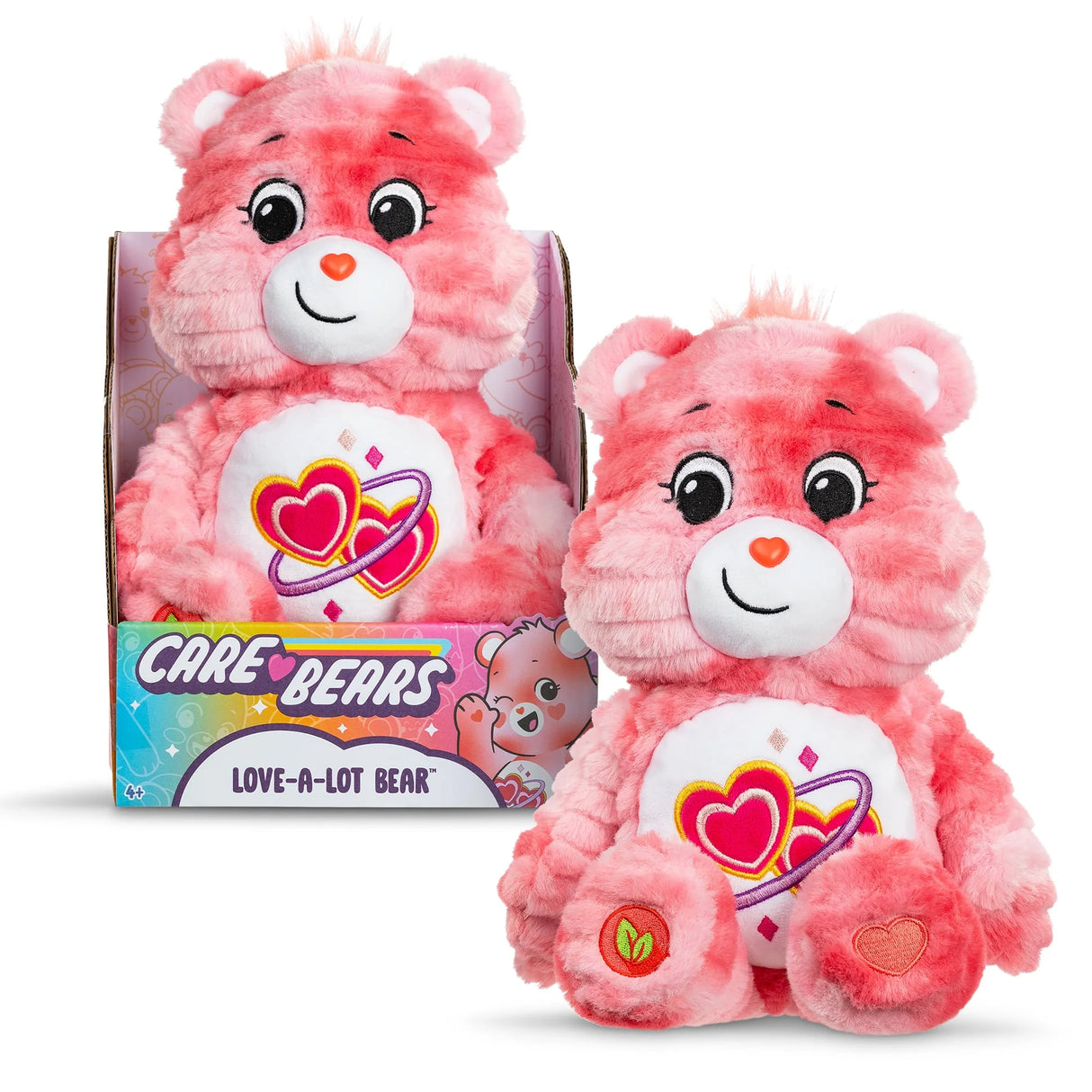 Care Bears Color Splash Love-A-Lot Bear in retail box with sparkling double-heart belly badge in Ireland.