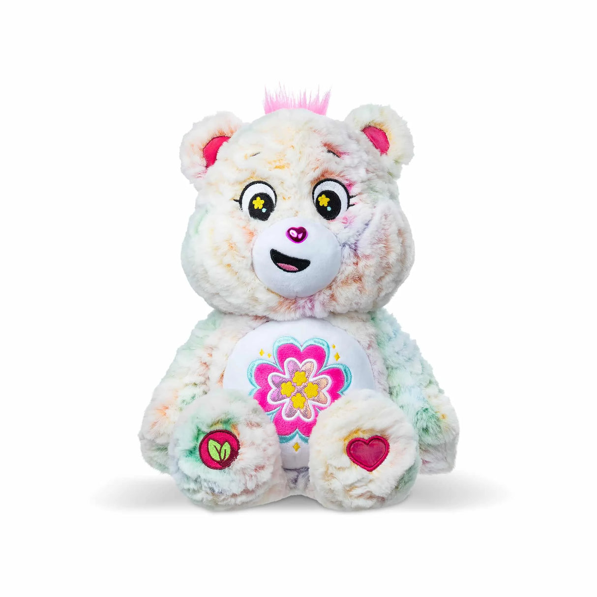 Care Bears Blossom Heart Bear medium plush, front view showing heart-shaped flower belly badge in Ireland.