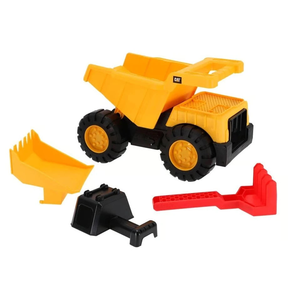 CAT Tough Tracks Ultra Sand Set dump truck with removable yellow, black and red sand tools