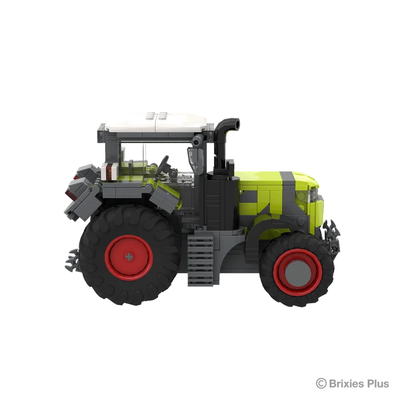 CLAAS AXION 9450 BRIXIES tractor in right side profile showing the exhaust stack, cab steps, rear linkage and agricultural tyres
