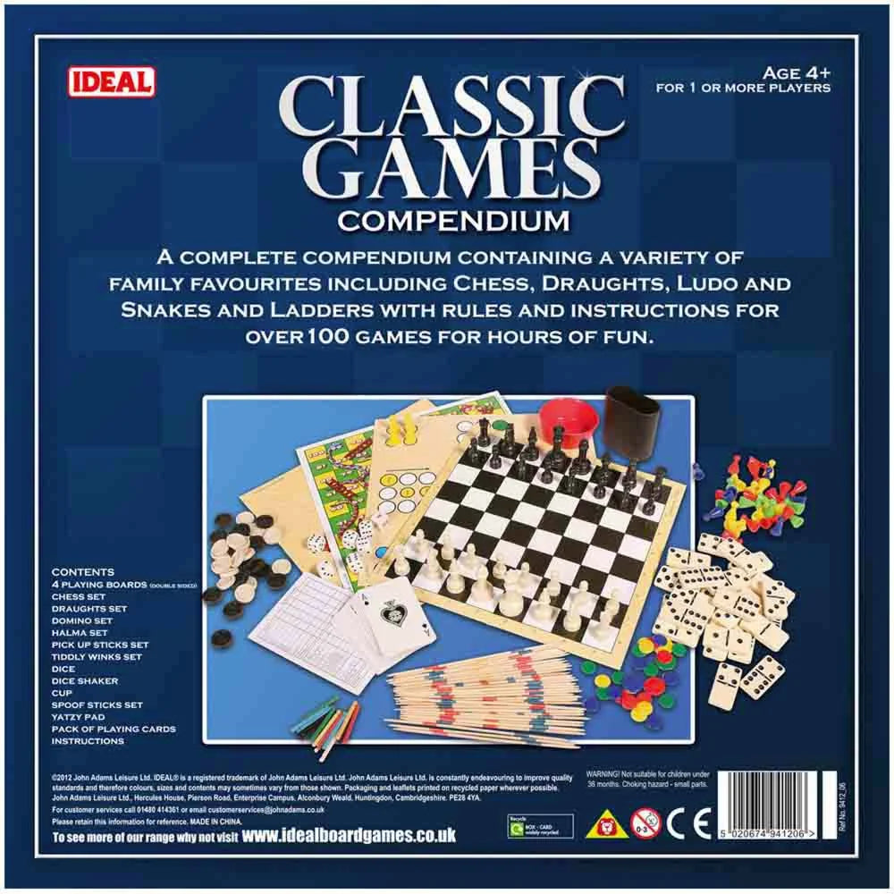 Classic Games Compendium back box with features and list of games Ireland