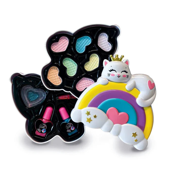 Open Clementoni Crazy Chic Lovely Makeup Rainbow Case showing trays with makeup in Ireland