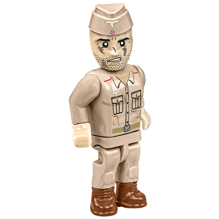 COBI 8.8 cm Flak 18 artilleryman figure in a tan uniform holding a shell
