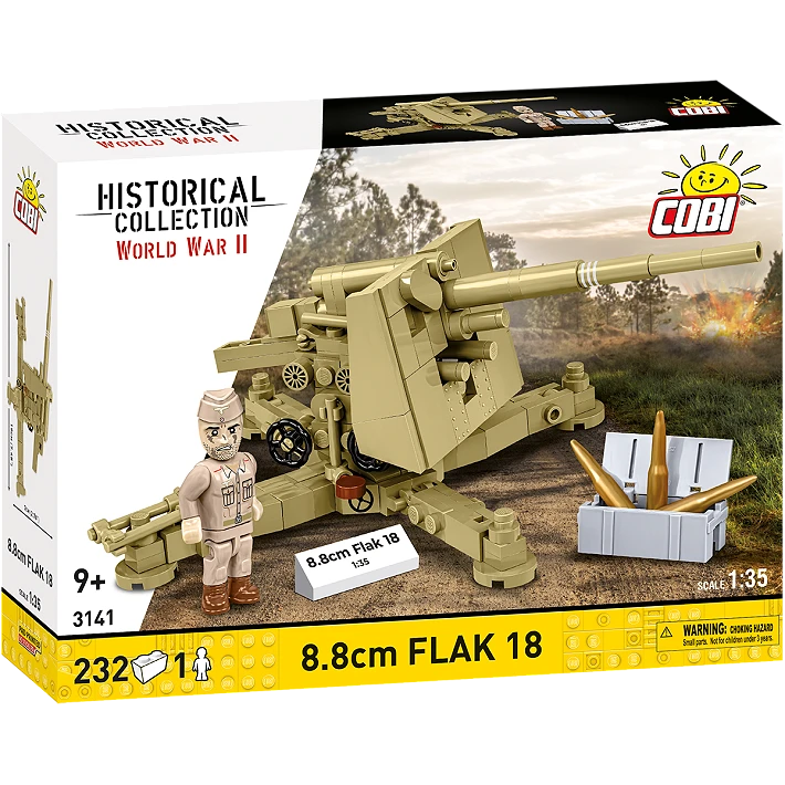 COBI 8.8 cm Flak 18 232 piece building set box shown from the front and side