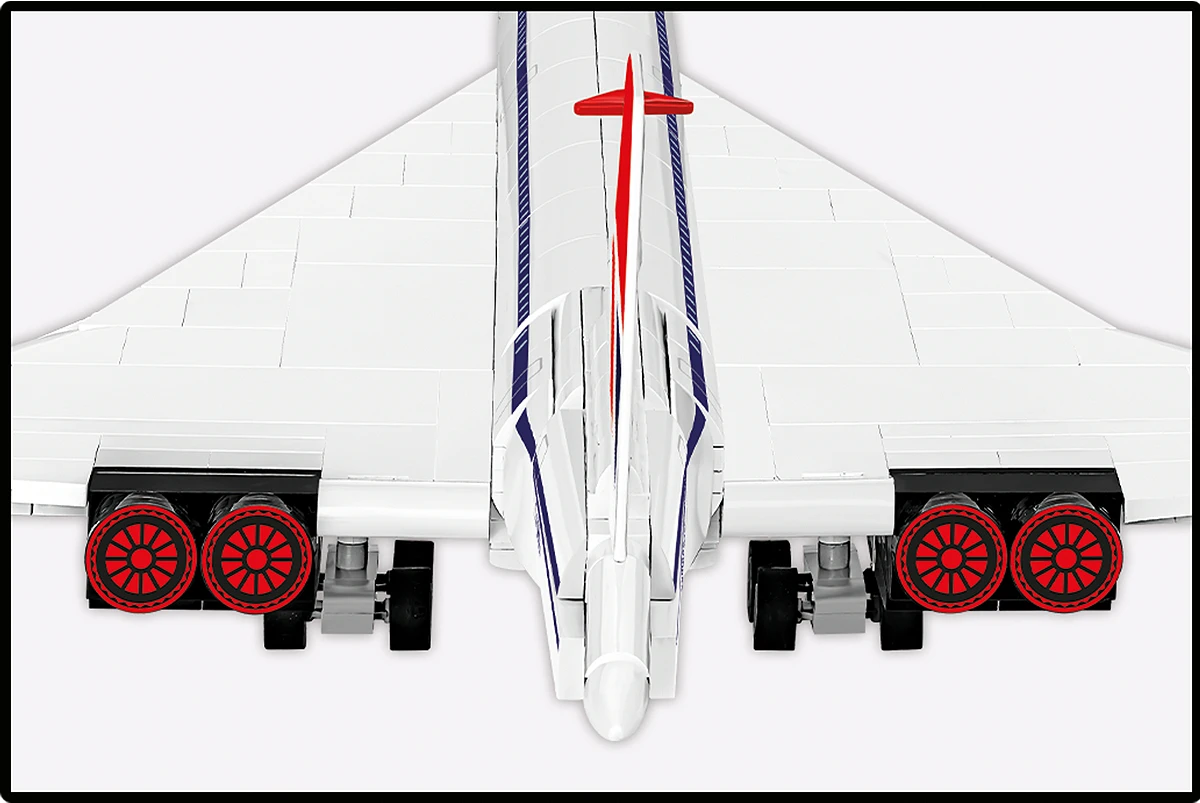Rear view of the COBI Concorde G-BBDG showing its printed engine nozzles and wheels