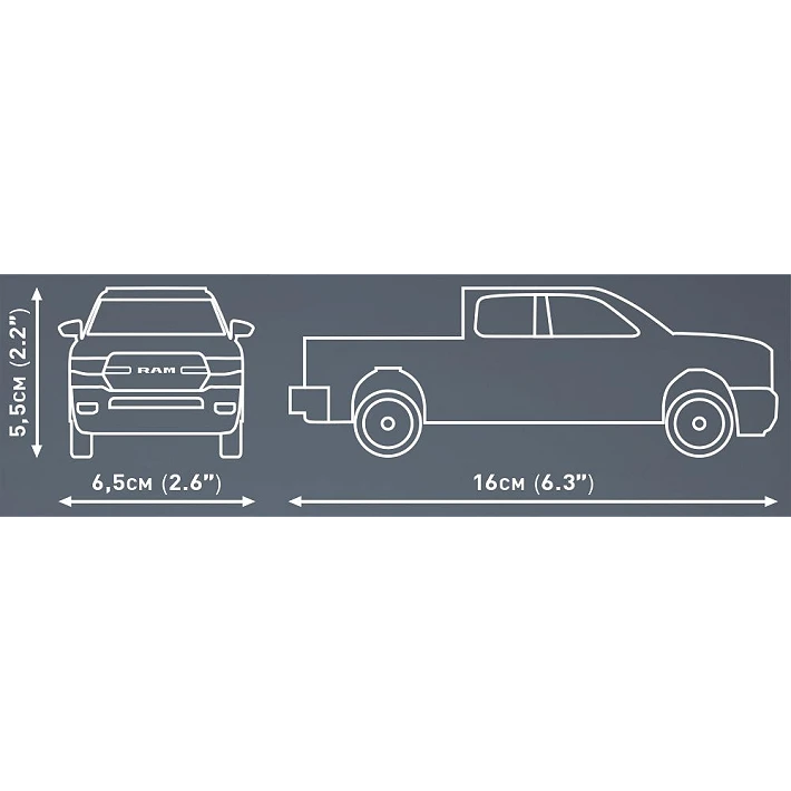 COBI RAM 1500 model dimensions showing 16 cm length, 6.5 cm width and 5.5 cm height