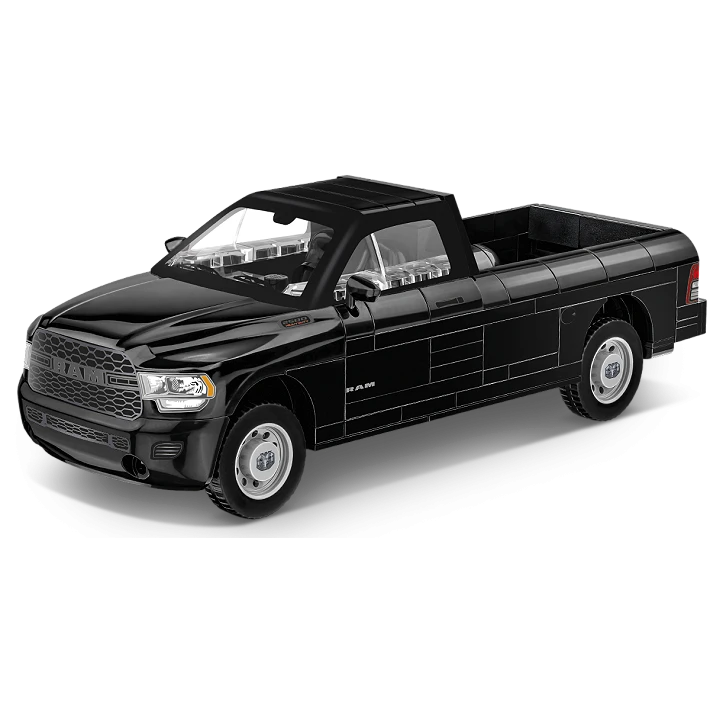 COBI RAM 2500 black pickup truck model shown from the front and side