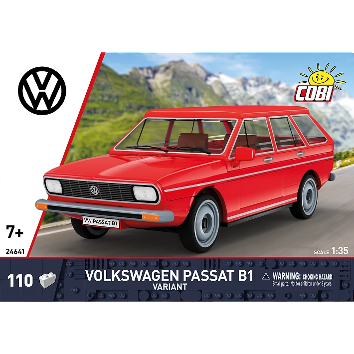 COBI Volkswagen Passat B1 Variant building set box showing the red car model and 110 piece count