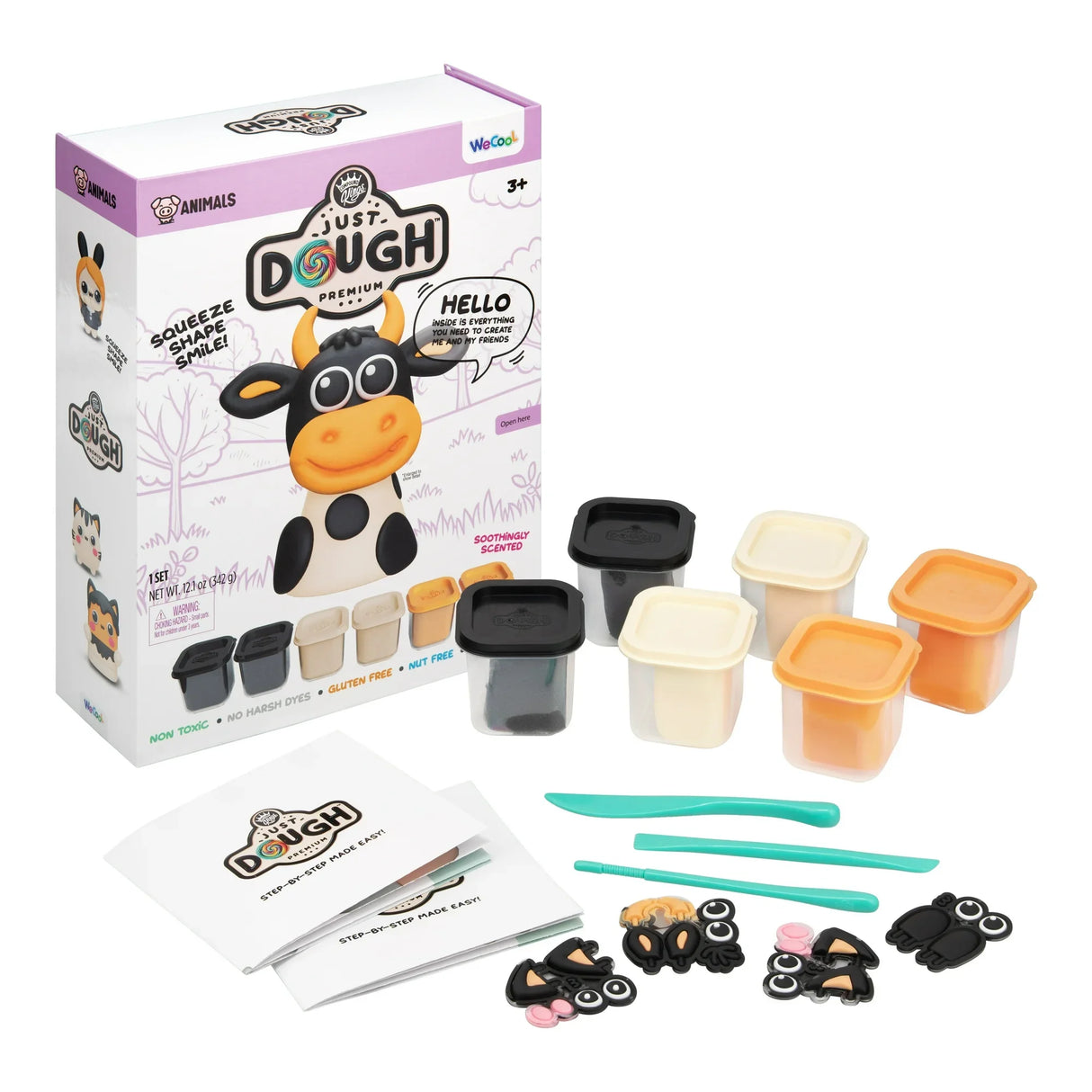 Compound Kings Just Dough Cow Character Pack contents with dough tubs, tools, and cow parts – Ireland.