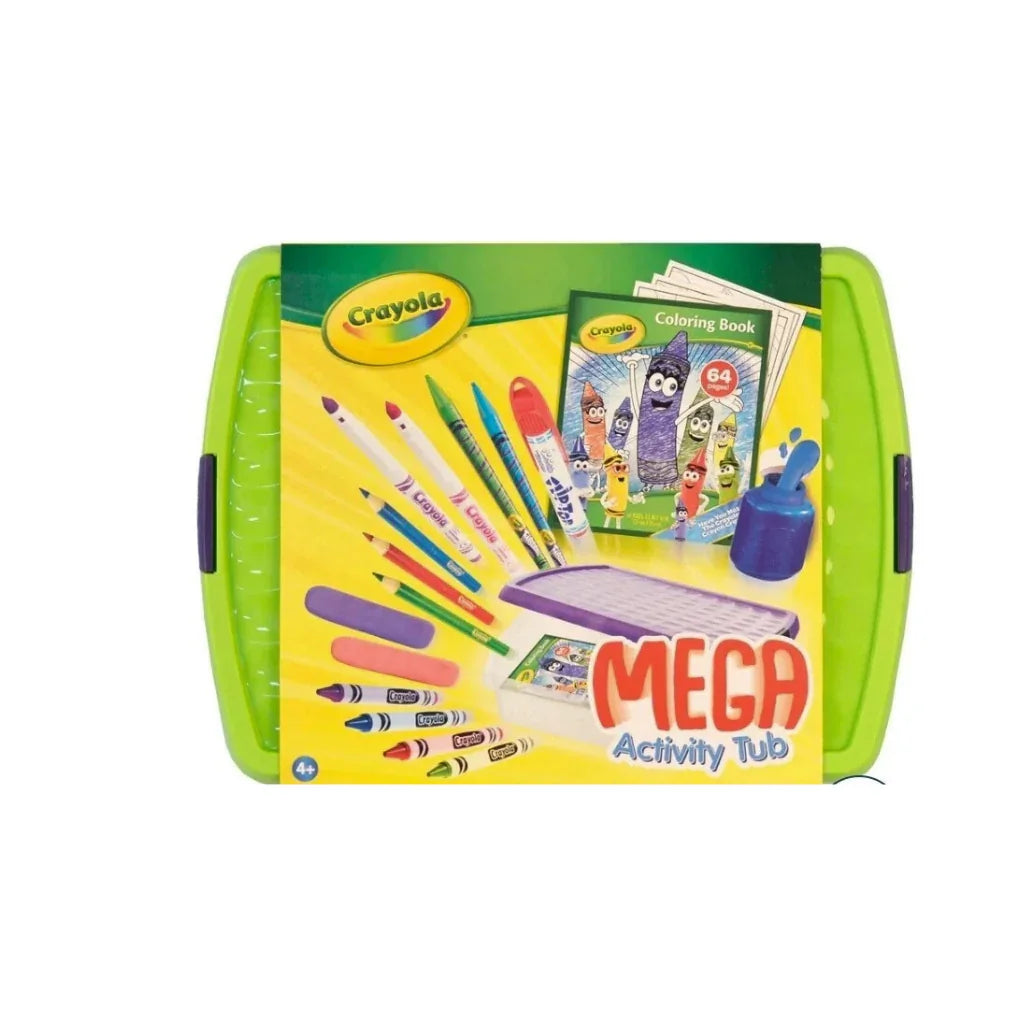 Crayola Mega Activity Tub with green lid and purple clip-locks – Ireland