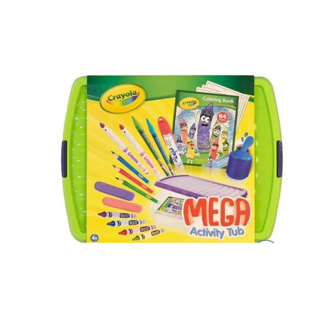 Crayola Mega Activity Tub with green lid and purple clip-locks – Ireland